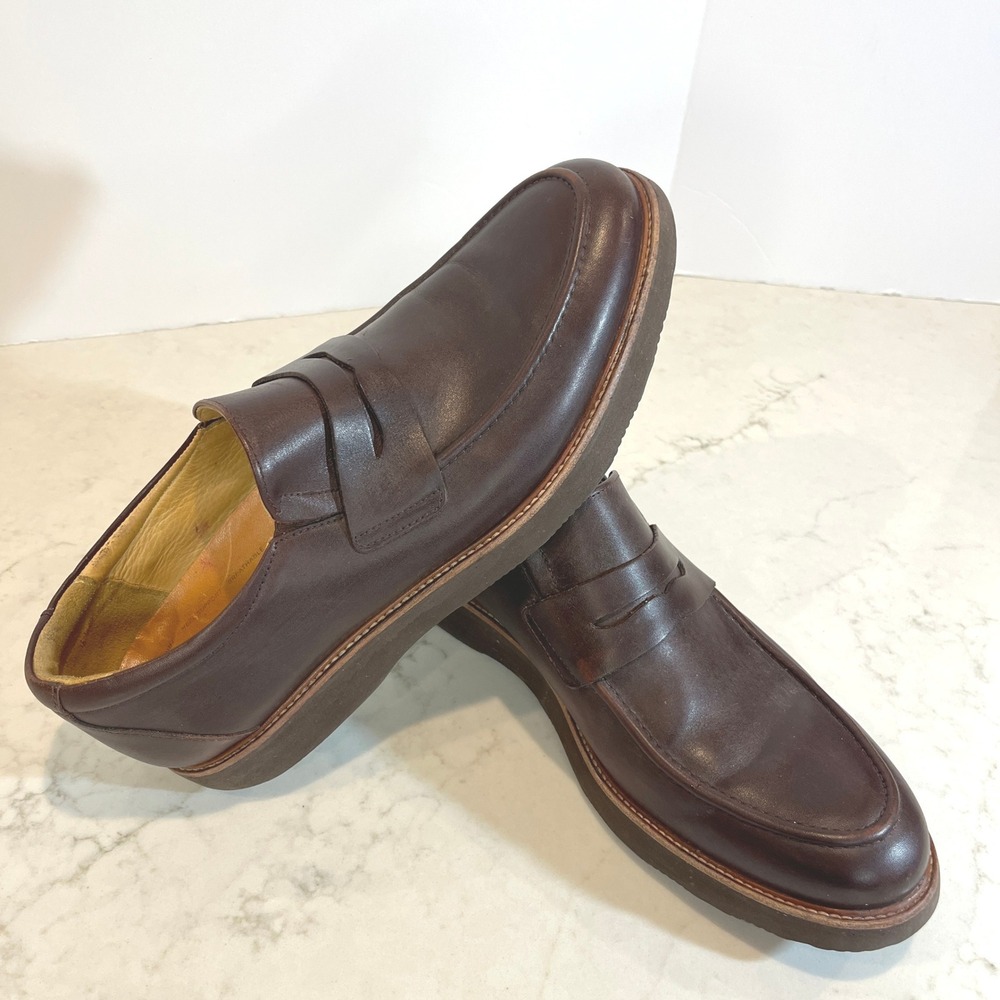 Samuel Hubbard Comfort Penny Loafers Mens‎ 11 Dark Brown Leather Vibram Sole